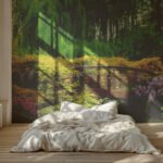 Papier peint – Lumière du soleil dans une forêt verte