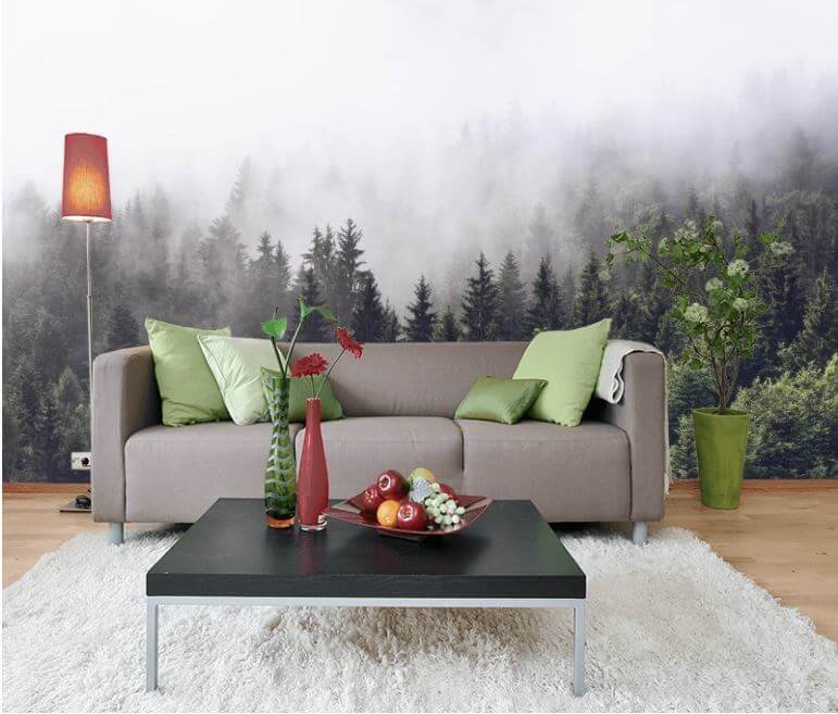 u62724pig1m.jpg Papier peint – Forêt de conifères sous la brume – Image 1