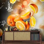 Papier peint – Oranges et éclaboussures d’eau