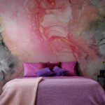 Papier peint – Nuages roses et gris aux touches dorées