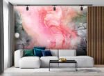 Papier peint – Nuages roses et gris aux touches dorées – Image 2
