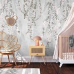 Papier peint – Koala et feuillage suspendu au trait