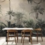 Papier peint – Palmiers dans une jungle sépia