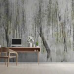 Papier peint – Forêt de bouleaux en noir et blanc