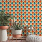 Papier peint – Motif d’écailles multicolores