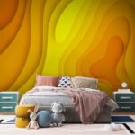 Papier peint – Vagues orange et jaunes en relief