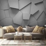 Papier peint – Polygones gris en relief