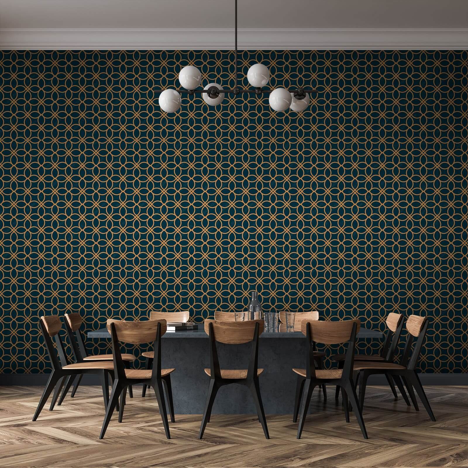u71900piq1m.jpg Papier peint – Petit motif géométrique vert et doré – Image 1