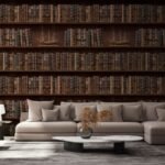 Papier peint – Bibliothèque ancienne en trompe-l’œil