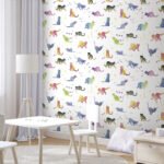 Papier peint – Animaux multicolores en petits motifs