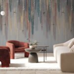 Papier peint – Traits verticaux multicolores effet peinture