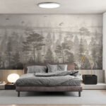 Papier peint – Paysage forestier gris effet fresque