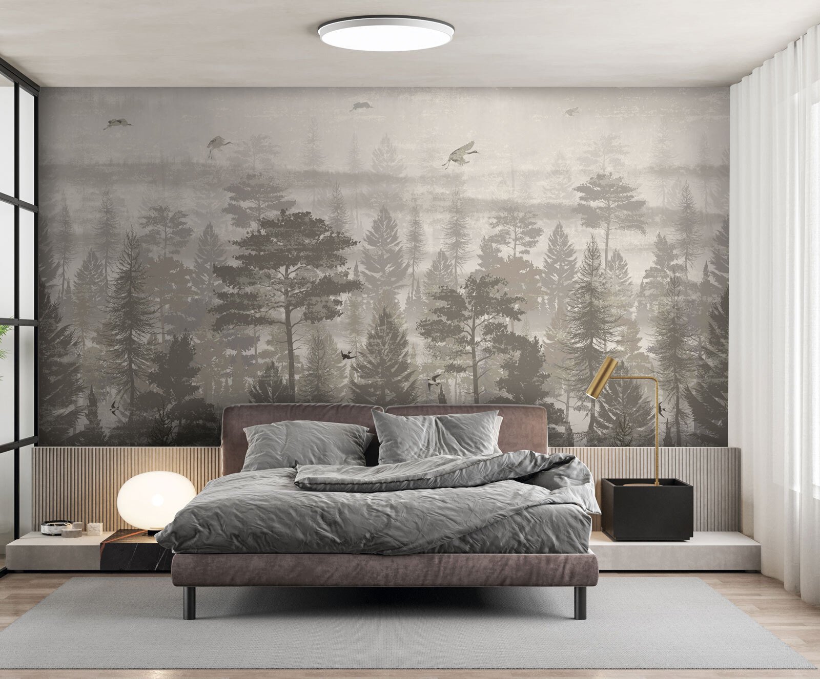 u73802pib1m.jpg Papier peint – Paysage forestier gris effet fresque – Image 1