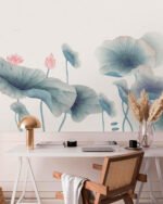 Papier peint – Coquelicots bleu pâle en aquarelle – Image 2