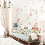 Papier peint – Petites roses roses sur fond crème