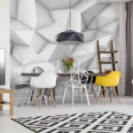 Papier peint – Facettes blanches en relief mural