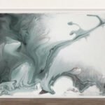 Papier peint – Volutes fluides vert grisé