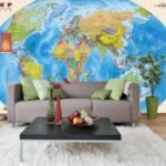 Papier peint – Carte du monde physique en globe