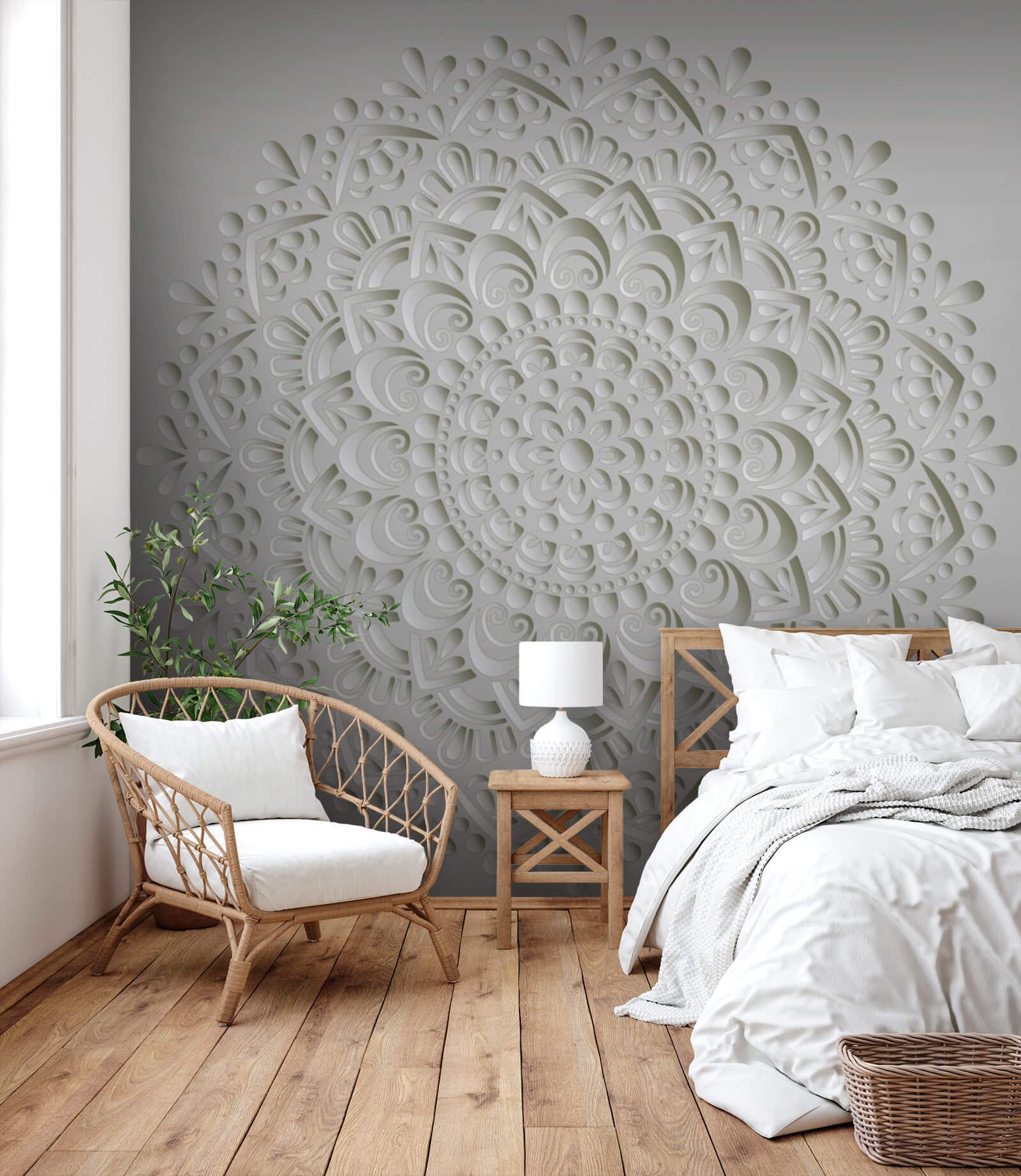 u79547pib1m-1.jpg Papier peint – Rosace blanche en relief – Image 1
