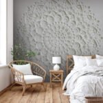 Papier peint – Rosace blanche en relief