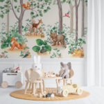 Papier peint – Animaux dans une forêt verdoyante
