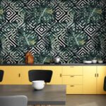 Papier peint – Motif ethnique vert et noir