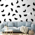 Papier peint – Taches noires sur fond blanc