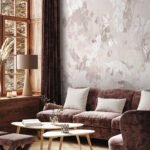 Papier peint – Motif floral blanc et gris patiné