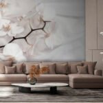 Papier peint – Branche de magnolias blancs en relief