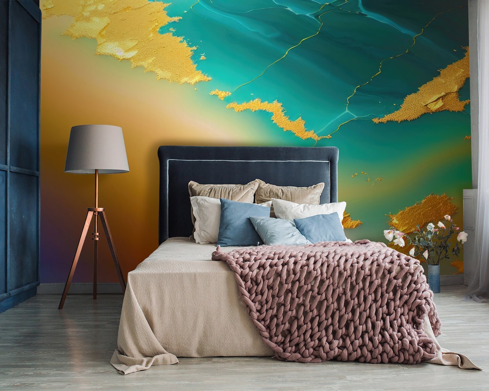 u94113pib87mr.jpg Papier peint – Nuages turquoise et dorés – Image 1