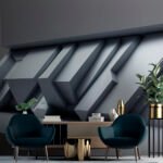 Papier peint – Blocs noirs en relief diagonal