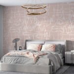 Papier peint – Traits blancs sur fond rose patiné