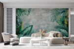 Papier peint – Jungle tropicale sur fond bleu patiné – Image 2