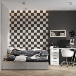 Papier peint – Damier noir et blanc