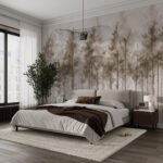 Papier peint – Forêt brune au rendu aquarelle