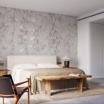 Papier peint – Branches feuillues beiges en cascade