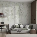 Papier peint – Branches feuillues vert pâle en cascade