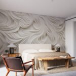 Papier peint – Feuillage blanc sculpté en relief