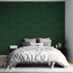 Papier peint – Hexagones en relief vert sombre