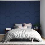 Papier peint – Hexagones en relief bleu nuit