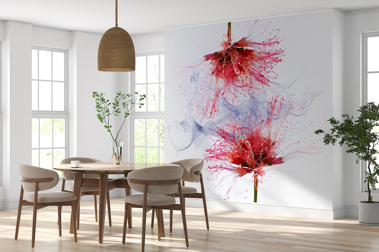 w02137pik1mr.jpg Papier peint – Fleurs rouges et envol de graines – Image 1