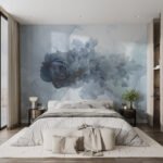 Papier peint – Bouquet bleu foncé en aquarelle