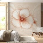 Papier peint – Fleur aux nervures terracotta