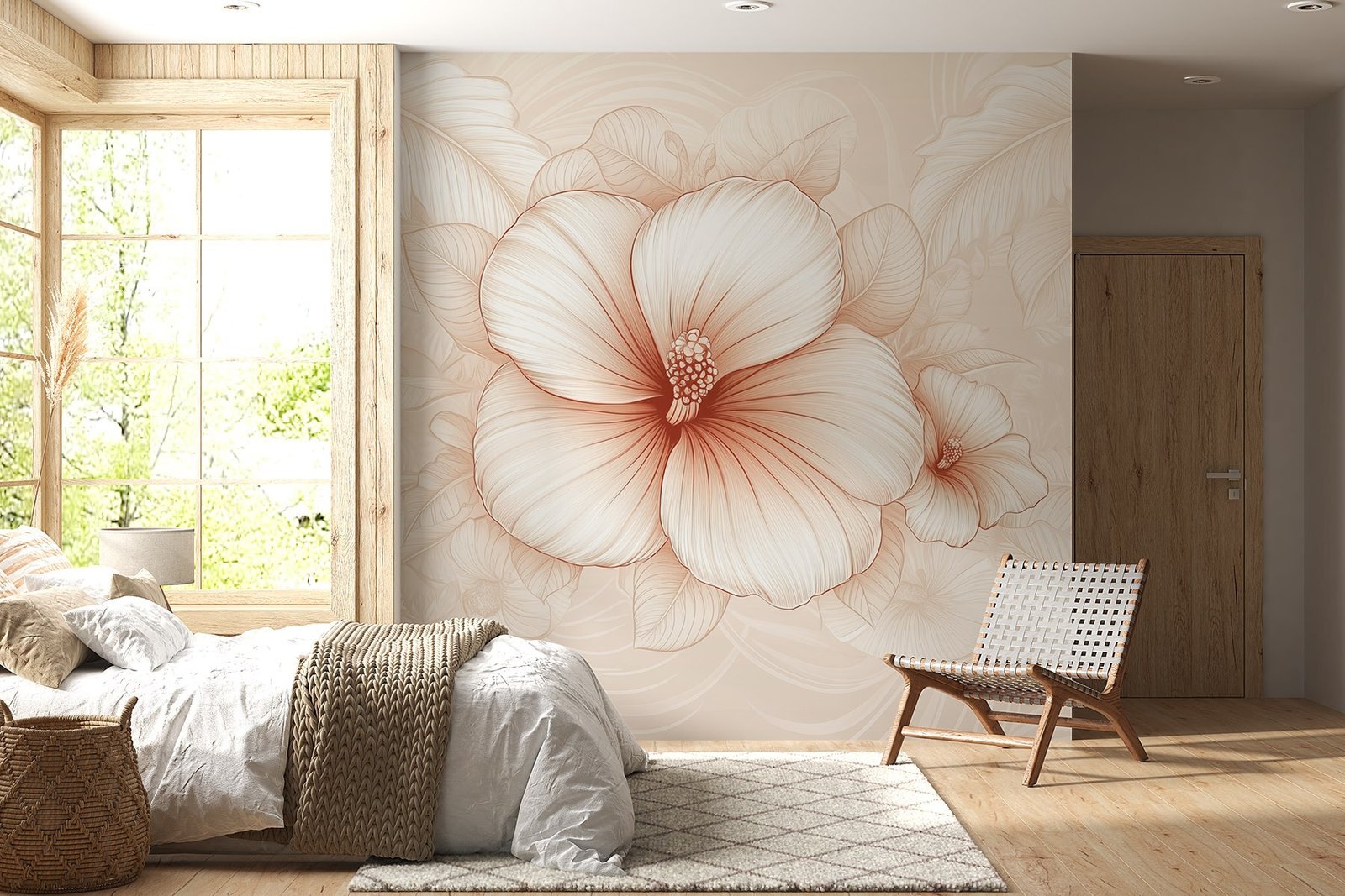 w02143pib8r.jpg Papier peint – Fleur aux nervures terracotta – Image 1