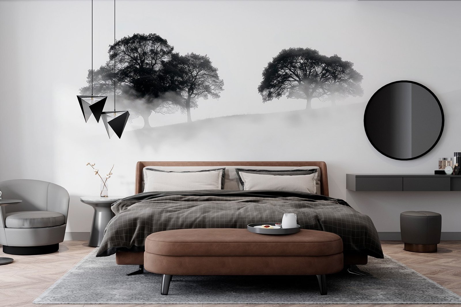 w02148pib8r.jpg Papier peint – Deux arbres noirs dans la brume – Image 1