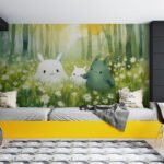 Papier peint – Éléphants dans une forêt lumineuse