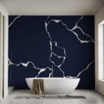 Papier peint – Marbre bleu nuit veiné de blanc