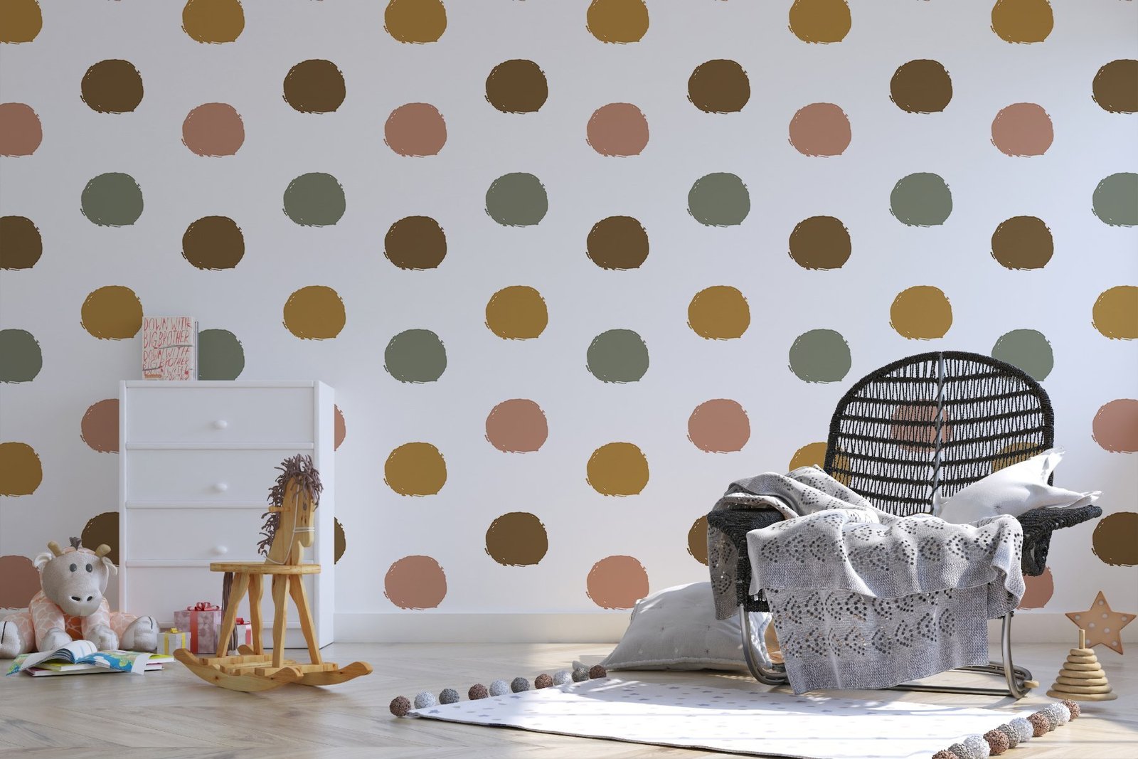 w02182pir67mr.jpg Papier peint – Pois multicolores aux tons naturels – Image 1