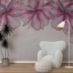 Papier peint – Fleurs mauves transparentes en cascade