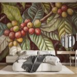 Papier peint – Branches de caféier et baies rouges